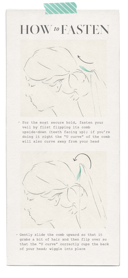 how to fasten a veil - two little birds planning